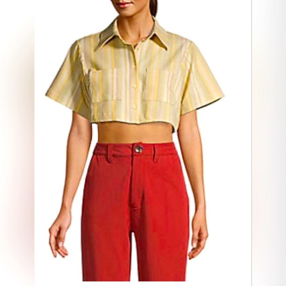 NWT - Danielle Bernstein Stripped Cropped Shirt (Size XXL)